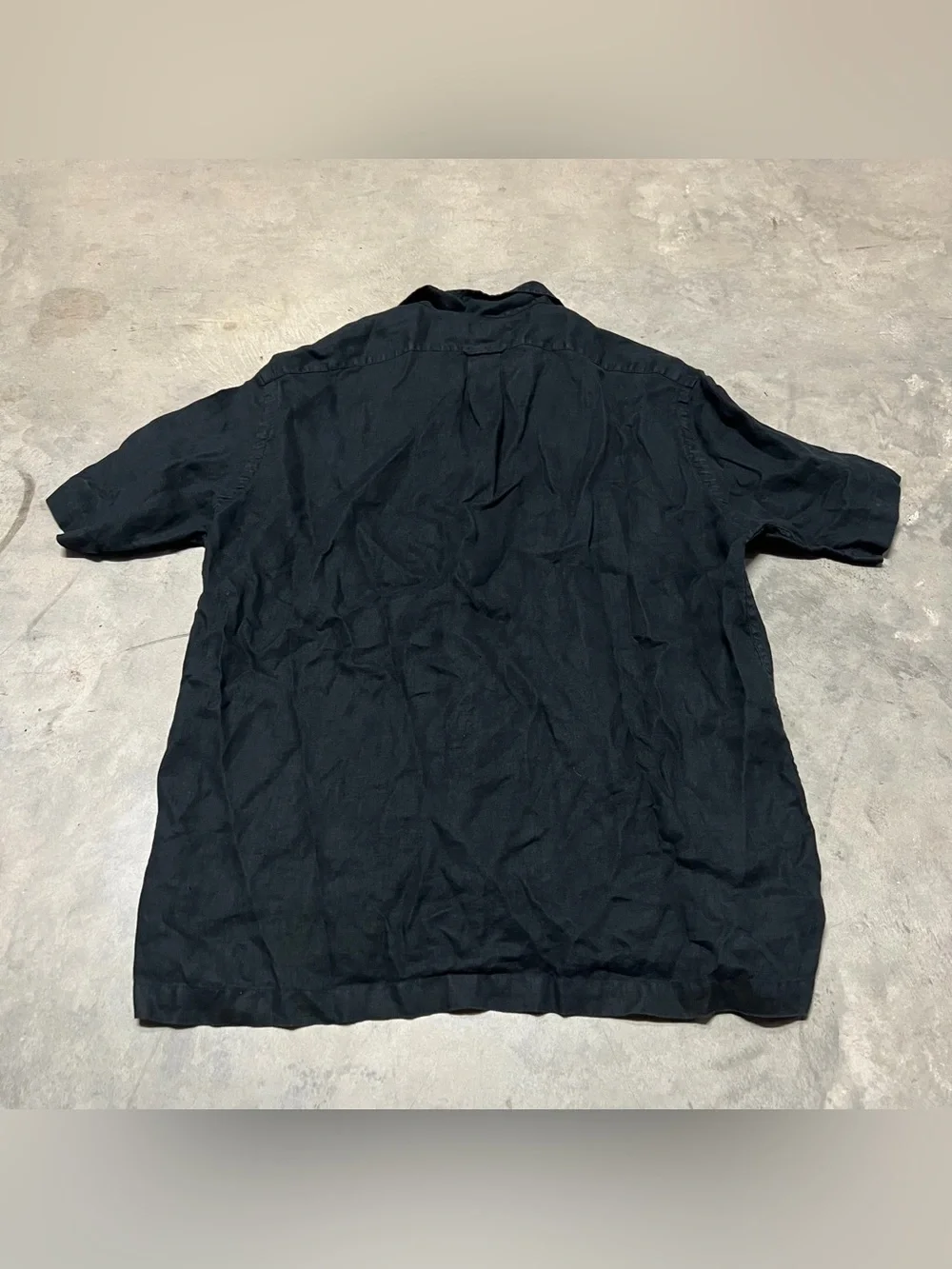 Vintage Polo Ralph Lauren Linen Caldwell Shirt Mens L Black Pocket Loop Collar